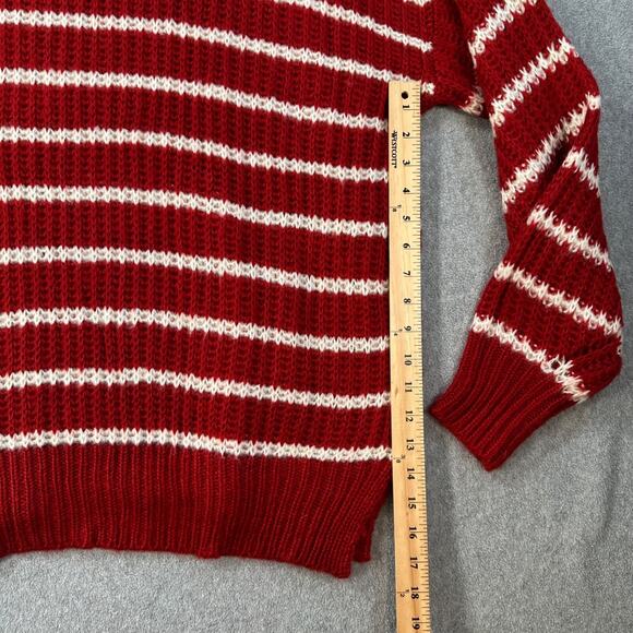 Jodifl Striped Oversize Knit Sweater Women's Large Red/White Crew Neck New - Picture 5 of 10
